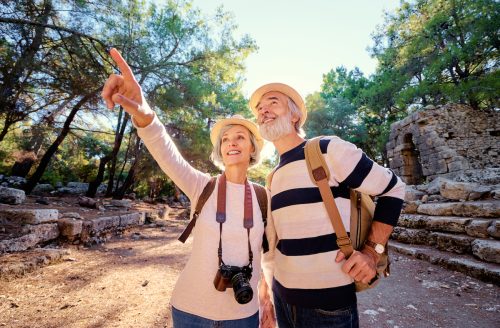 senior couple traveling