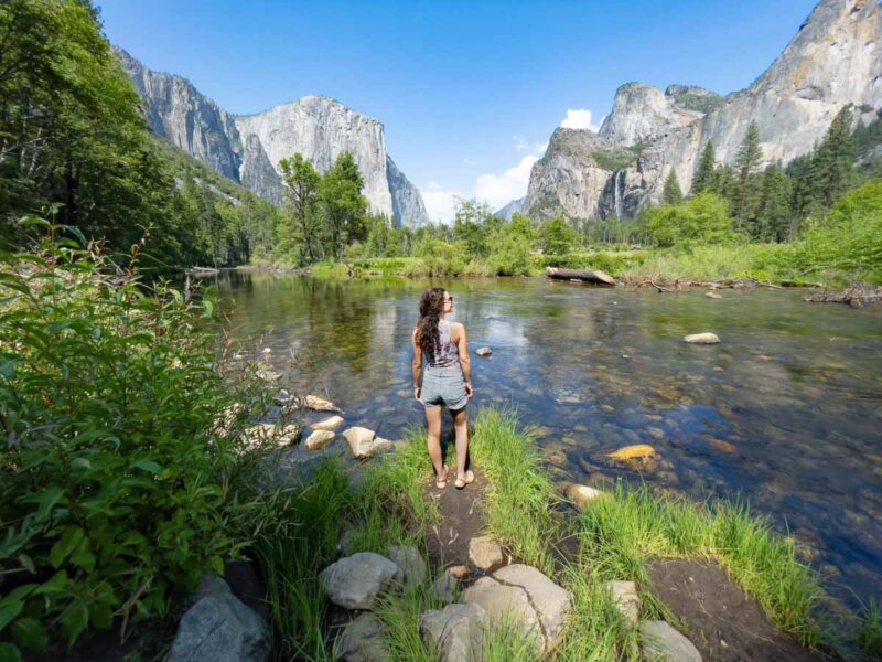 Women by the river in Yosemite Valley