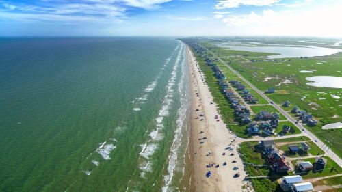 Aerial view of Surfside Beach, Texas